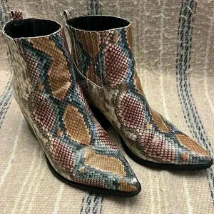 A Rider Girl Snake Print Ankle Boots